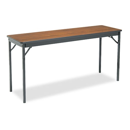 Barricks Rectangle Folding Table, 60" W, 18" L, 30" H, Walnut/Black Top, Laminate CL1860-WA